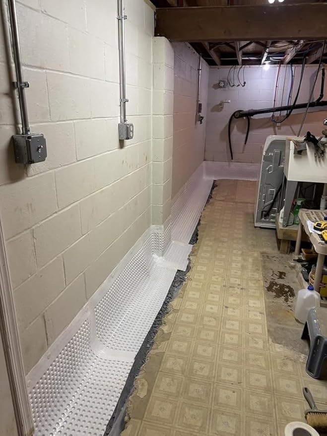 Whitecap Dimple Drainage Matting 4' x 50' - Heavy Duty Foundation Drainage Membrane for Crawl Space & Basement, Protects Vapor Barriers, Improves Water Flow, Waterproof Floor Underlayment - Image 4