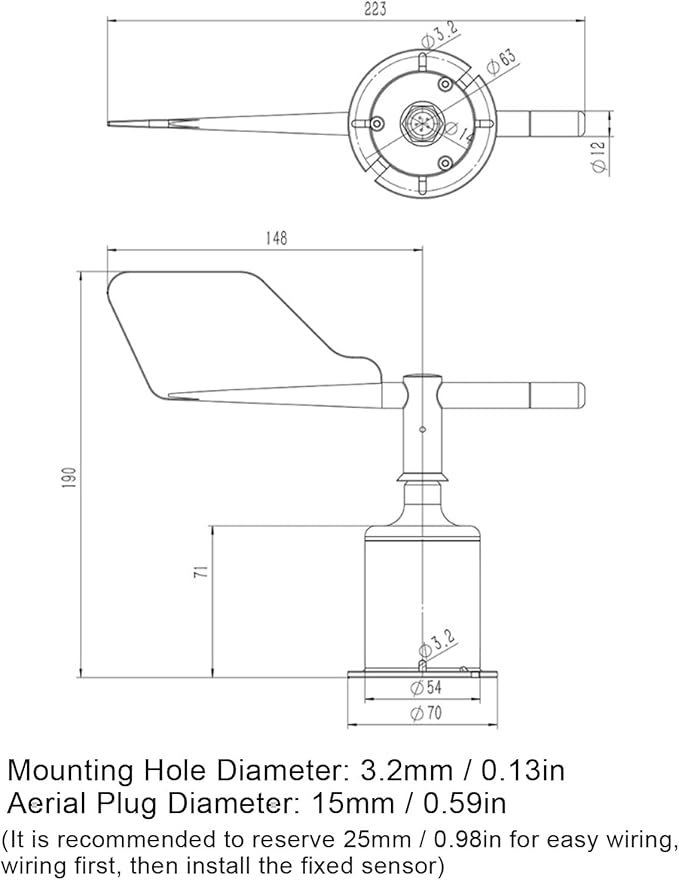 DC9‑30V 4‑20mA Wind Direction Transmitter, 360 Degree Omni Directional Wind Direction Indicator for Meteorology Environmental Monitoring Aerospace - Image 4