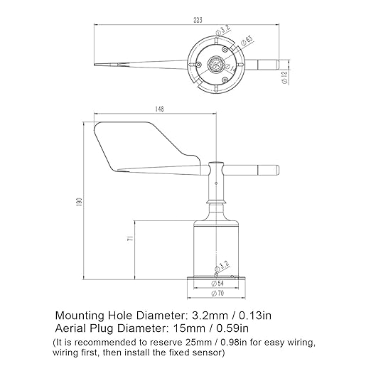 Wind Direction Sensor, Omni Directional 360 Degree, DC9-30V 4-20mA, ABS - High Accuracy, No Dead Spot, Reliable for Meteorology and Environmental Monitoring - Image 8