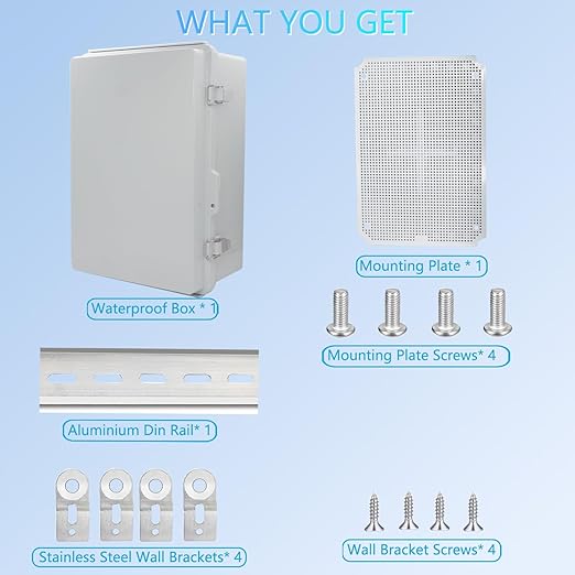 Outdoor Waterproof Box,IP67 ABS Junction Box Electrical Enclosure with Stainless Steel Latch, Hinged Cover Electric Box with Wall Brackets 13.8" Dx9.8 Wx5.9 H - Image 4