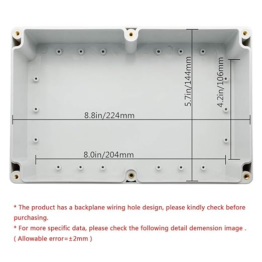 LeMotech ABS Plastic Junction Box Dustproof Waterproof IP65 Electrical Enclosure Box Universal Project Enclosure Grey with PC Transparent Clear Cover 9 x 5.9 x 3.4 inch(230 x 150 x 87 mm) - Image 5