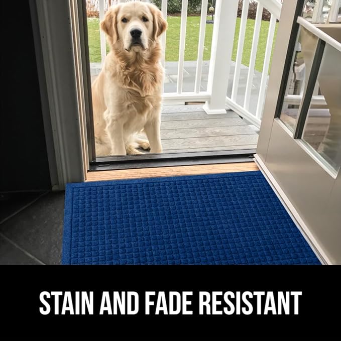 GORILLA GRIP Front Door Mat, Indoor Outdoor Ultra Absorbent HydroAbsorb Doormat, Absorbs Up to 1.7 Cups of Water, Stain and Fade Resistant, Rubber Backing Doormats, Captures Dirt, 29x17 Blue - Image 9