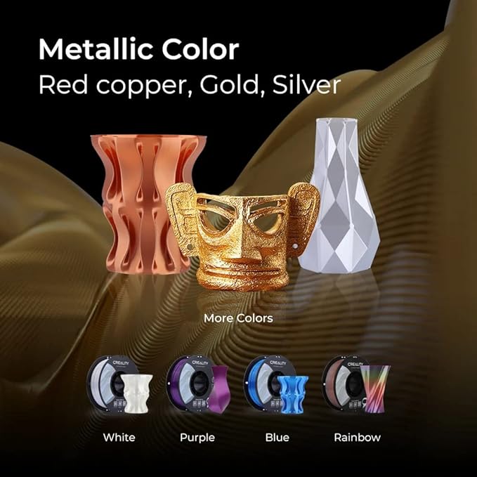 Creality Silk PLA Filament 1.75mm Gold, Shiny Metallic 3D Printer Filament 1Kg Spool, Dimensional Accuracy +/- 0.02mm, Compatible with Most FDM 3D Printers(Gold) - Image 6