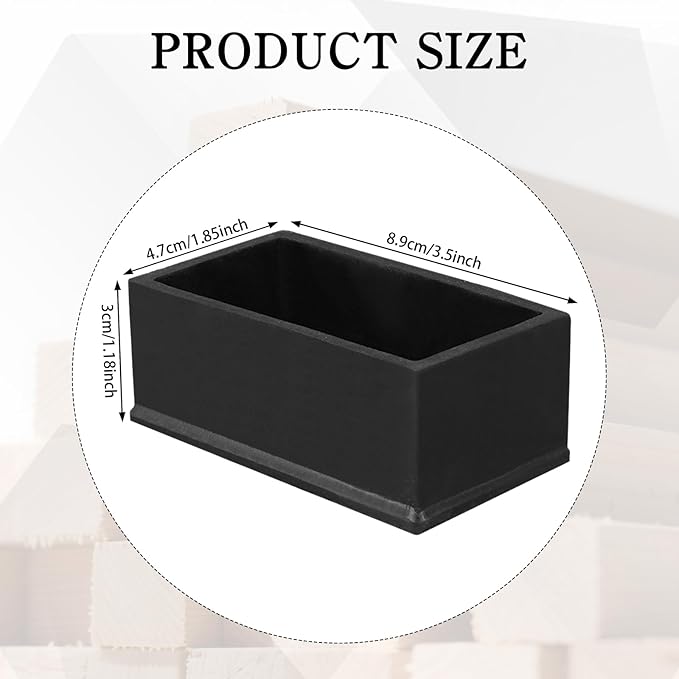 24 Pcs Wood Post End Cap 1.85 x 3.5 inch Waterproof Anti-Friction Black Post Caps (1-1/2" x 3-1/7") PVC Armrests Protector for Floor Chair Legs Table Legs and Other Wood - Image 2