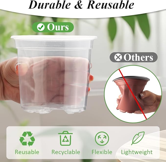 Transparent Nursery Pots 4Inch with Humidity Domes for Seeds Starting, Clear Plastic Plant Pots with Drainage Holes (4Inch, 30Pcs,Clear Pots with Lids) - Image 4