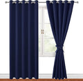 Hiasan Blackout Curtains for Bedroom, 60 x 84 Inches Long - Thermal Insulated & Light Blocking Window Curtains for Living Room, 2 Drape Panels Sewn with Tiebacks, Navy Blue by Hiasan