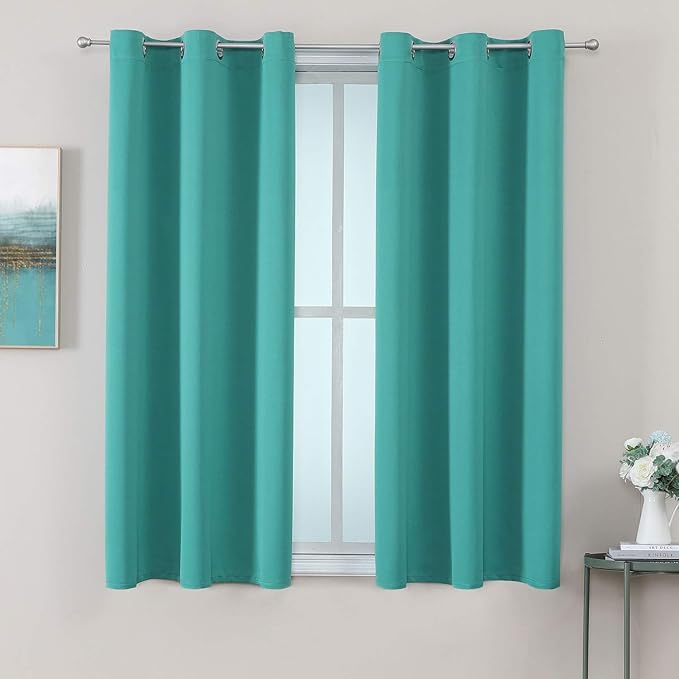 ChrisDowa Grommet Room Darkening Curtains for Bedroom and Living Room - 2 Panels Set Thermal Insulated Blackout Curtains (Teal, 42W x 63L) by ChrisDowa