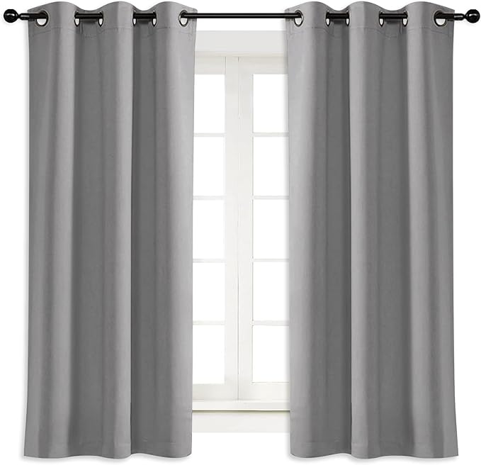 NICETOWN Blackout Curtain Blind for Bedroom Thermal Insulated Grommet Blackout Room Darkening Drape/Drapery (Single Panel, W42 x L63 inches, Silver Grey/Gray) by NICETOWN