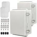 2Pcs Outdoor Waterproof Electrical Junction Box Weatherproof IP67 ABS Plastic Enclosure Switch Router Project Box Electronics DIY Enclosure With Mounting Plate Wall Bracket Grey 8.6x6.7x4.3in by YETLEBOX