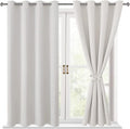 Hiasan Blackout Curtains for Bedroom, 52 x 54 Inches Long - Thermal Insulated & Light Blocking Window Curtains for Living Room/Kids Room, 2 Drape Panels Sewn with Tiebacks, Ivory by Hiasan