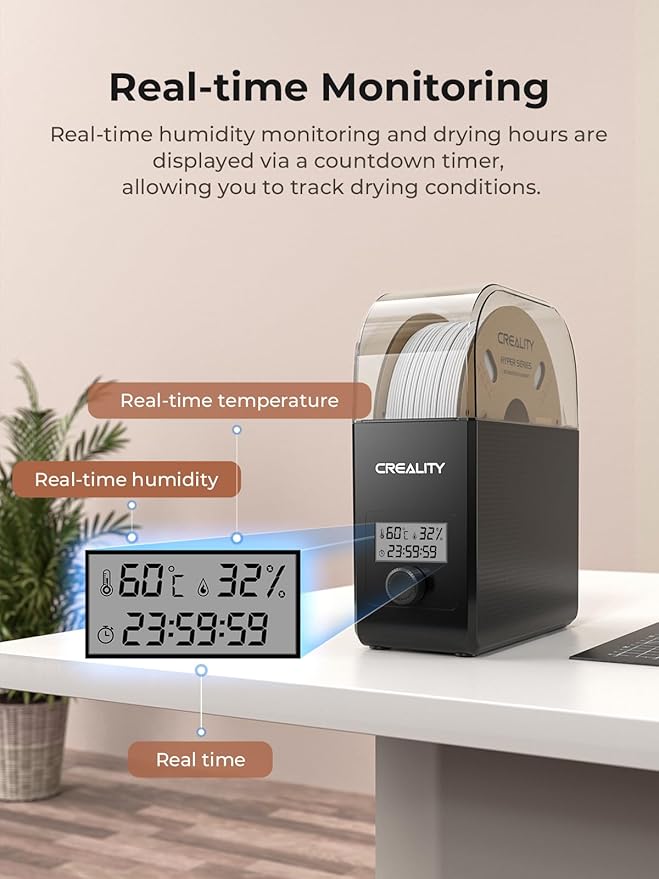 Creality Filament Dryer Box Pro, Upgraded 360° Heating with Fan, Dust & Moisture-Proof Storage, 3D Printer Filament Spool Holder, Dehydrator for 1.75mm/2.85mm PLA PETG ABS TPU - Image 6