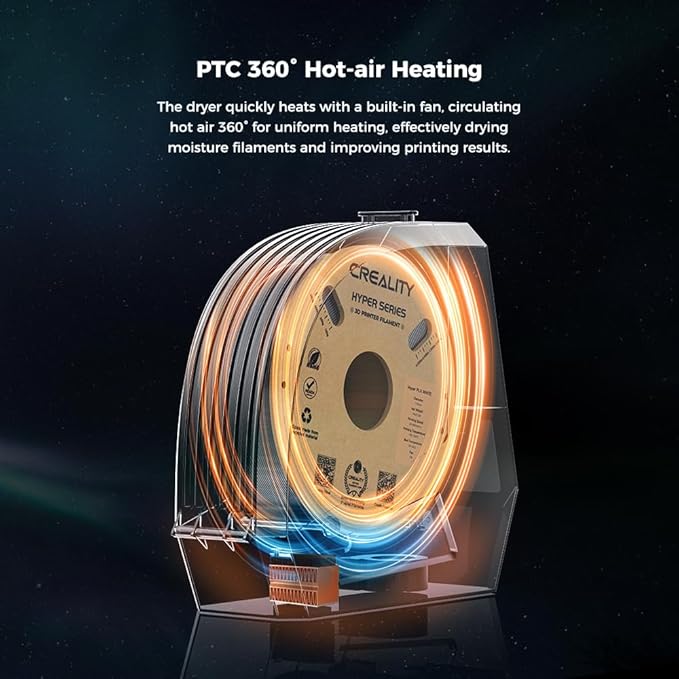 Creality Space Pi Filament Dryer with Spool Holder, Fast Drying Tech and Touchscreen, Multi-Material Compatible for 1.75mm and 3mm, Storage Box - Image 3