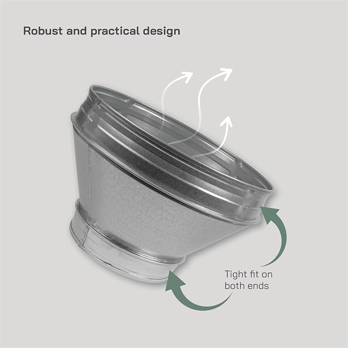 Vent Systems 10" Inch to 6" Inch Duct Reducer – Galvanized Steel HVAC Pipe Adapter Connector for Ventilation Exhaust and Grow Tents – Durable Metal Transition Fitting for Heating and Cooling - Image 4