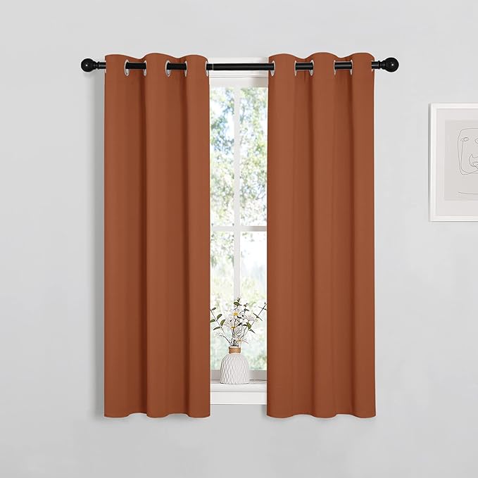 NICETOWN Burnt Orange Window Curtains Blackout Drapes, Thermal Insulated Solid Grommet Blackout Curtains/Draperies for Living Room (1 Pair, 29 by 45 inches) by NICETOWN