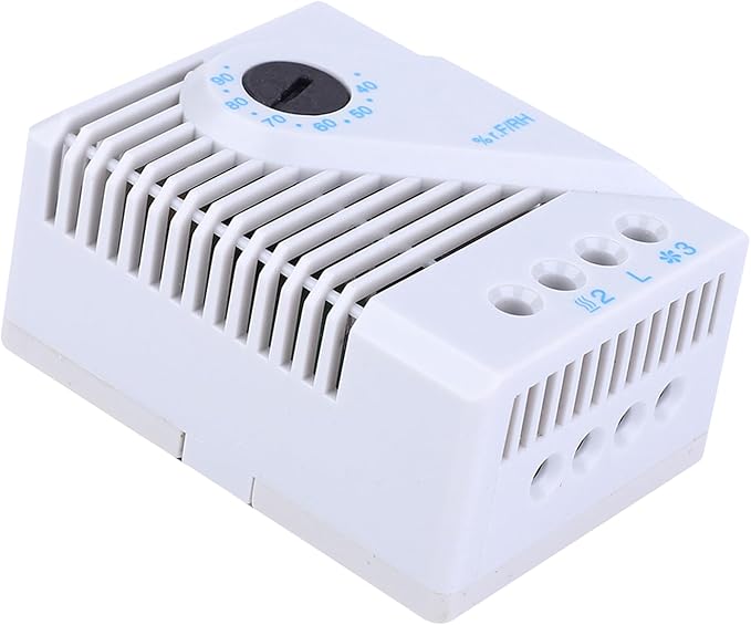 MFR012 Mechanical Humidity Controller Hygrostat Fan Heater for TV Cabinet Humidity Adjuster 12‑250V Rail Mount PC Material Electrical Enclosure HVAC Control - Image 2