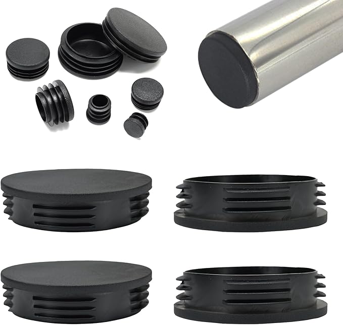 4" (100mm) Plastic Hole Plugs Black -Round Chair Leg Caps, Flush Mount Pipe Plugs, Tubing End Caps for Metal&Wood Legs Tube, Outdoor Furniture Feet caps & Table Plastic Plugs, 4 PCS by EASYEAH