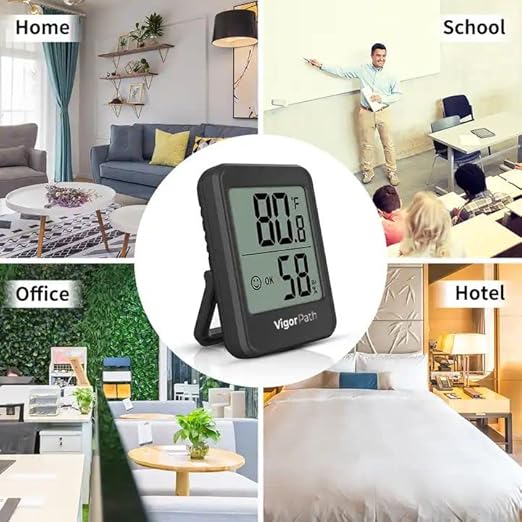 Digital Hygrometer Indoor Thermometer - Humidity Meter for Home, Bedroom, Baby Room, Office, Greenhouse - AAA Battery-Powered Humidity Gauge (Black) - Image 2