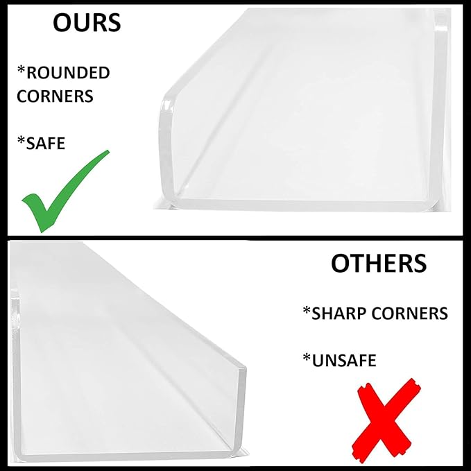 Huji 16 Inch Clear Acrylic Shelf with Rounded Corners for Books, Collectibles, Photos, Coffee Mugs, Makeup, Funko Pops, Toys, Spice Rack - Image 5