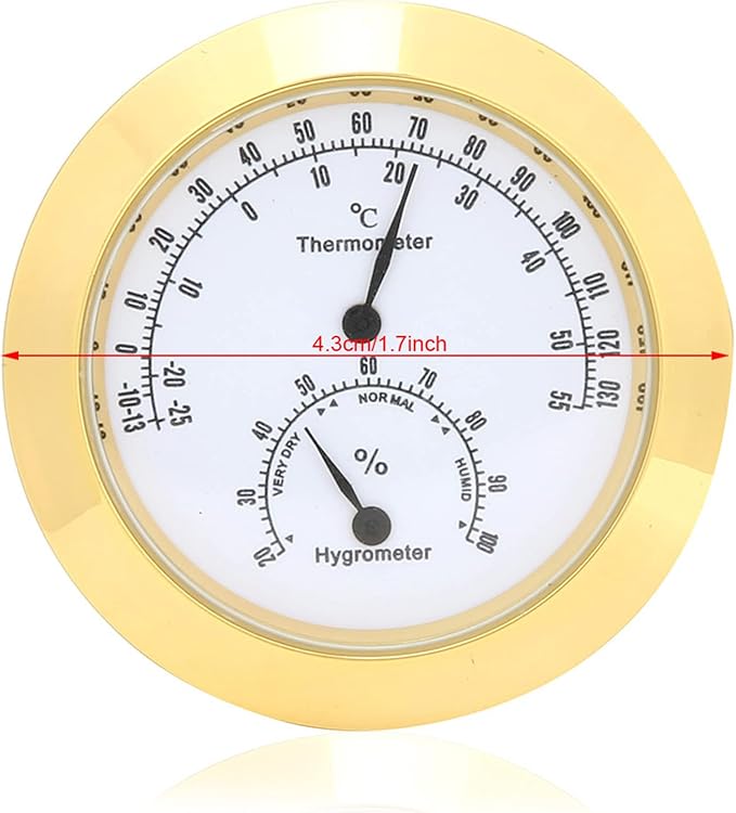 Tbest Guitar Analog Hygrometer,Round Alloy Digital Thermometer Hygrometer Humidity Temperature Meter for Violin Guitar Case for Indoor and Outdoor - Image 4