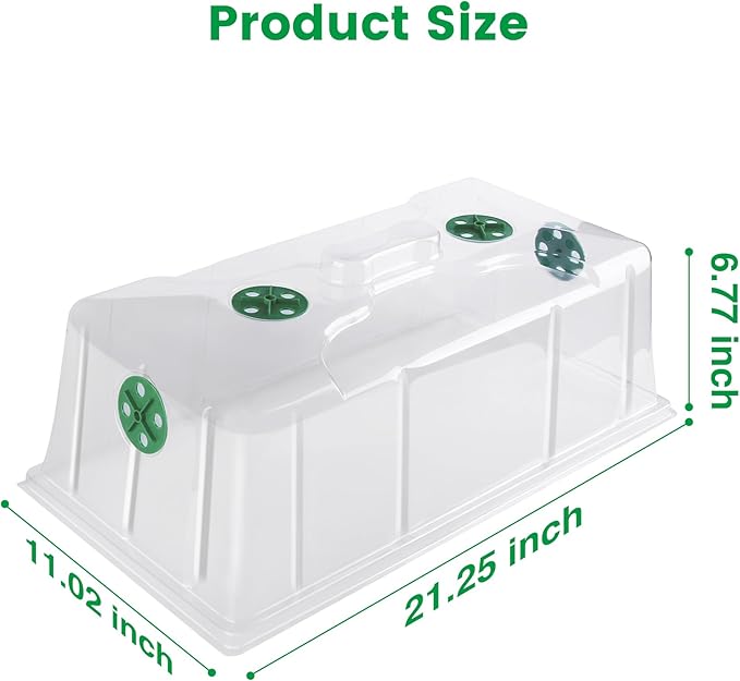 MIXC 10 Pack Humidity Dome 7" Tall Extra Strength, 1020 Growing Trays Cover, Propagation Seed Cloning Lid Vented for 10 x 20 Inch Flat Tray and Seed Starting Germination - Image 3