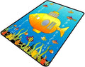 Runner, Submarine Fish Pattern Printing Washable Area Rugs Fade Resistant, Flame Resistant, Quick Dry, Stain Resistant, Waterproof Floor Carpet for Living Room Bedroom, 72 x 108 Inch by Snarena