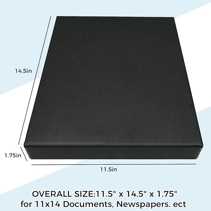 Golden State Art, Archival Folio Storage Box 11x14, Clamshell Design with Metal Edge, Preserve And Store Photos Documents Cards Prints Arts Crafts DIY, Black - Image 2