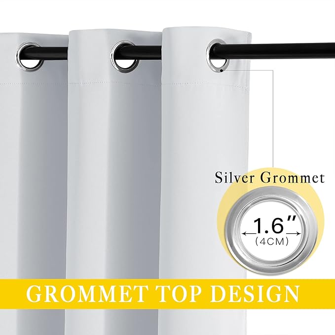 NICETOWN Patio Door Curtain Vertical Blinds, Grommet Top Room Divider Curtain Panel Thermal Insulated for Bedroom/Living Room (Greyish White, W80 by L108, 1 Panel) - Image 2