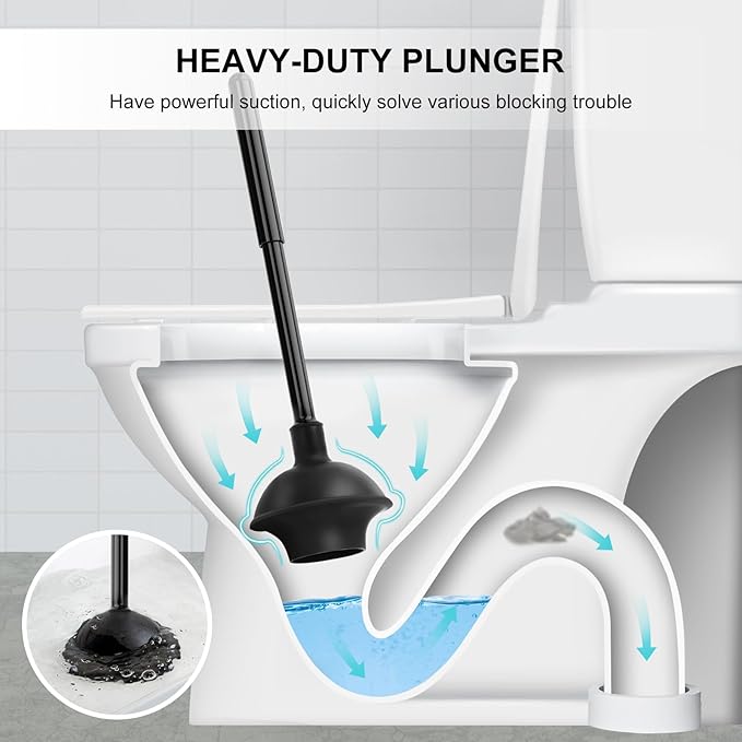 SetSail Toilet Brush and Plunger Set, 3 Pack Toilet Plungers for Bathroom with Holder Heavy Duty Toilet Bowl Brush and Holder Hidden for Deeply Cleaning - Black - Image 4