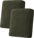 H.VERSAILTEX Velvet Stretch Couch Cushion Cover Plush Cushion Slipcover for Chair Loveseat Sofa Cushion Furniture Protector Seat Cushion Sofa Cover (2 Piece Medium Sofa Cushion Covers, Olive) by HVERSAILTEX