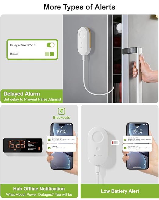 MOCREO WiFi Freezer Thermometer Alarm with Digital Monitor Hub, App and Email Alerts, 2-Year Data Export, No Subscription Fee, 2 Remote Temperature Sensors for Home Refrigerator, Fridge, Freezer - Image 4