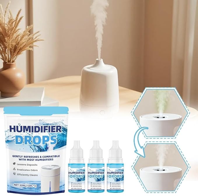 3 Pcs Humidifier Drops – Water Treatment Cleaner for Mineral Buildup & Odor Removal, 30ml (3 x 10ml Bottles), Ethanol-Based Solution for Ultrasonic & Cool Mist Humidifiers - Image 2