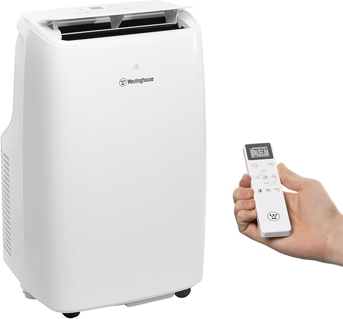 Westinghouse 12,000 BTU Air Conditioner Portable For Rooms Up To 550 Square Feet, Portable AC with Home Dehumidifier, Smart App, 3-Speed Fan, Programmable Timer, Remote Control, Window Kit,White by Westinghouse