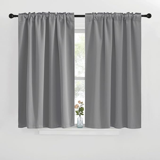 NICETOWN Blackout Curtain Panels for Living Room - (Silver Grey Color) 29x36 inch, 2 Panels Set, Room Darkening Blackout Drapes for Window - Image 2