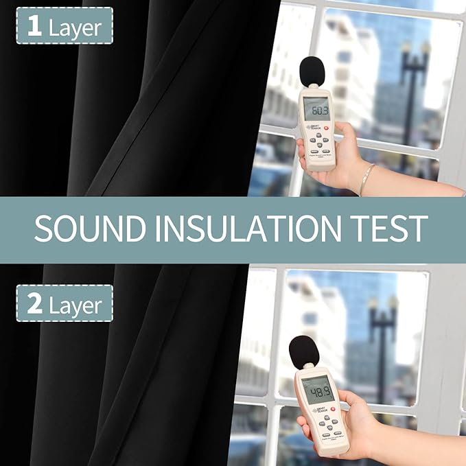 BGment Short Blackout Curtains 54 Inch Length for Bedroom, Thermal Insulated Energy Efficiency Noise Reducing Grommet Curtains with Liner for Small Window 2 Panels Each 42 Inch Wide, Black - Image 7