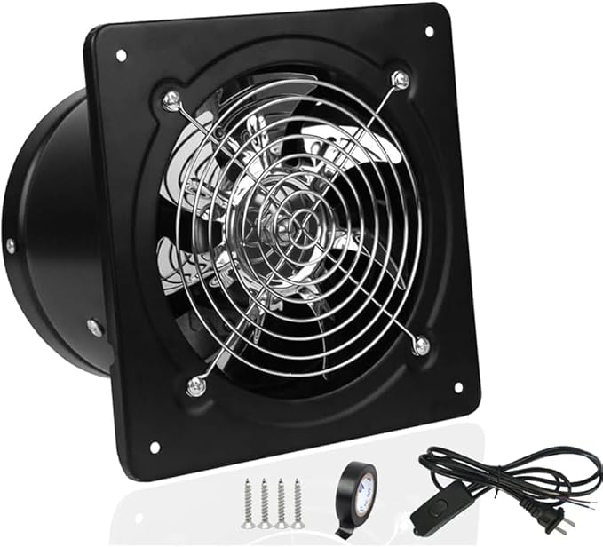 6 inch Exhaust Fan Metal Iron Ventilation Extractor, Silence with Anti-backflow Check Valve Window and Wall Mount Vent Fans for Home Office Kitchen Bathroom Greenhouse Garage by ACEDUROBLA