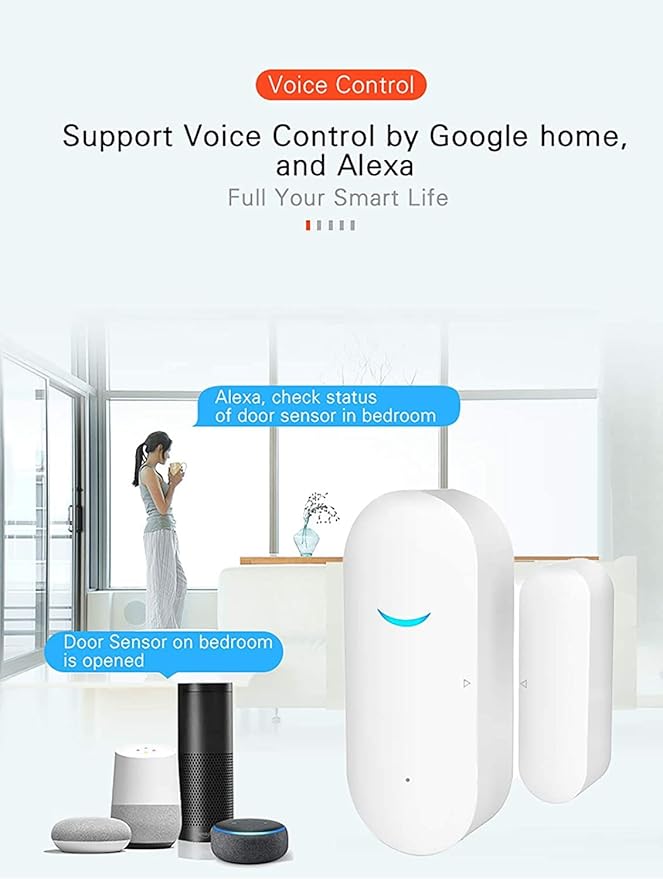 2-Pack WiFi Door and Window Sensors,Tuya Smart Alarm with Free Notification APP Control Home Security Alarm System, No Hub Required,Compatible with Alexa, Google Home - Image 4