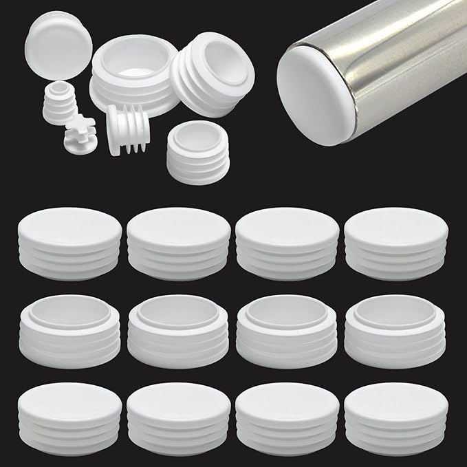 2" (50mm) Plastic Hole Plugs White -Round Chair Leg Caps, Flush Mount Pipe Plugs, Tubing End Caps for Metal&Wood Legs Tube, Outdoor Furniture Feet caps & Table Plastic Plugs, 12 PCS by EASYEAH