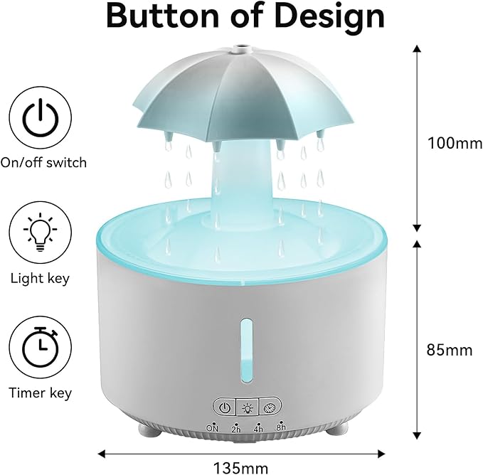 Missfly Aromatherapy Diffuser,Clouds and Cool Mist Humidifier,360° Rotatable,Super Quiet, Easy to Fill & Clean, Auto Shut-Off,300ml Humidifiers for Bedroom Home and Office (White) - Image 2
