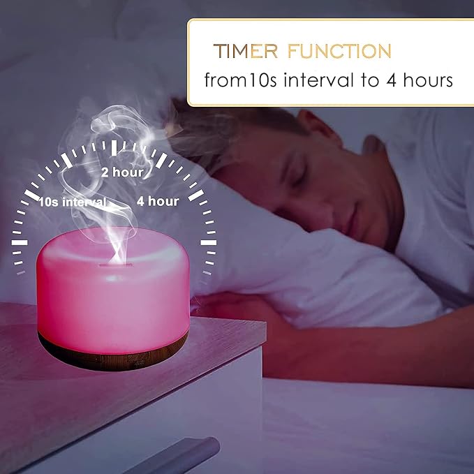 Oil Diffuser Humidifier 300ML,Electric Ultrasonic Air Aroma Diffusers Vaporizer,Scent Mist Defuser with Remote,Auto-Off,7led Color Changing Light for Large Bed Room,Home,Office - Image 4