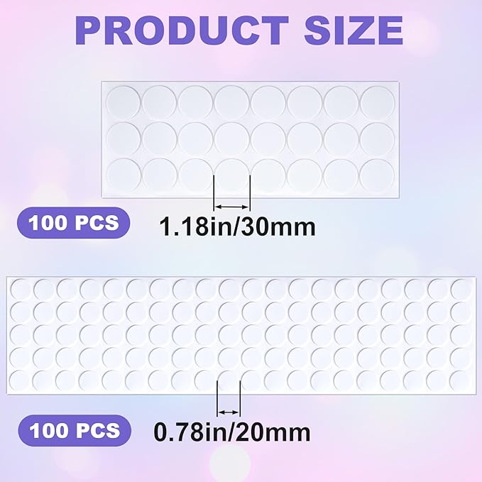 200 Pcs Small Felt Furniture Pads, Self-Adhesive EVA Foam Dot Circles, Round Felt Furniture Stickers for Desks Drawers Vases Photo Frames Cabinets Doors Candlesticks- White, 2 Sizes - Image 2