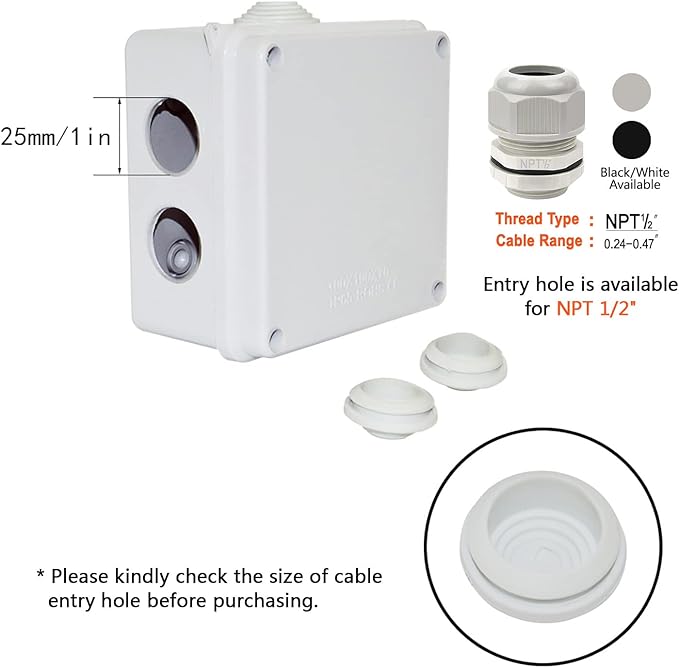 LeMotech ABS Plastic Dustproof Waterproof IP65 Junction Box Universal Electrical Project Enclosure White 3.9 x 3.9 x 2.8 inch (100 x 100 x 70 mm)(Pack of 2) - Image 5