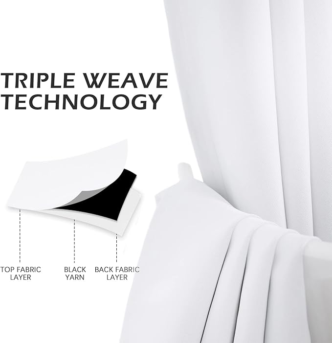 MYSKY HOME White Grommet Room Darkening Curtains for Bedroom and Living Room, 80 Inch Long Vertical Blinds, Privacy Thermal Insulated Panel, 52 x 80 Inch, Pure White - Image 4
