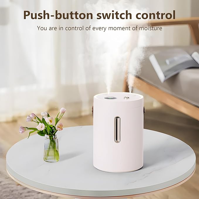 Blingbin Humidifiers for Bedroom, 2.5L Dual Nozzle Air Humidifiers for Home with Night Light, Portable Quiet Cool Mist Humidifiers,Desk Humidifier with LCD Display for Bedroom Travel Office Baby Plant - Image 3