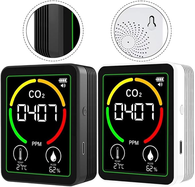 Air Quality Monitor Indoor-Portable Indoor Air Quality Meter, 3-in-1 Indoor Air Quality Monitor with Carbon Dioxide Detector, Temperature and Humidity Sensor, LCD Display(Black) - Image 8