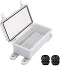 Waterproof Outdoor Electrical Box Junction Box Weatherproof IP67 ABS Plastic Enclosure Switch Router Project Box with Mounting Plate with Wall Bracket 2 Cable Glands Clear 7.9"x3.9"x2.8" by YETLEBOX