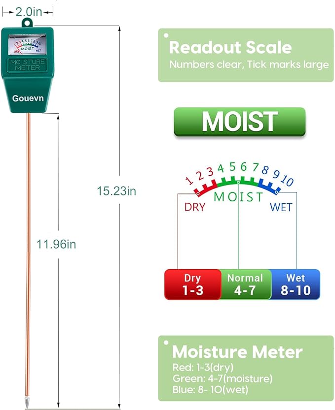 Long Probe Soil Moisture Meter for Plants, Plant Moisture Meter for House Plants, Plant Water Meter for Indoor & Outdoor Large Potted Plants, Hygrometer Gardening Gifts - No Battery Needed - Image 6
