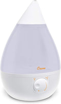 Crane White Drop Ultrasonic Cool Mist Teardrop Humidifier, 1 Gallon Tank, Baby Humidifier for Nursery, Bedroom, Plants, Office, Adjustable Mist Levels by Crane