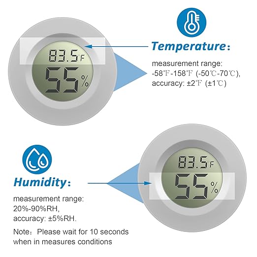 Weewooday 8 Pcs Mini Hygrometer Thermometer Round Digital Humidity Gauge Monitor Electronic Humidity Temperature Meter LCD Display Indoor Outdoor Hygrometer Thermometer for Home Kitchen (Black,White) - Image 4