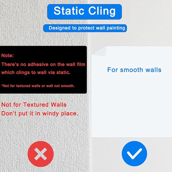 Wall Protector, 17.7in x 16.4ft No Adhesive Static Cling Contact Paper, Clear Electrostatic Protective Film Sheet, Guard Home & Kitchen Walls from Trash Can, Food Splash, Dog, Furniture, Back Chair - Image 3