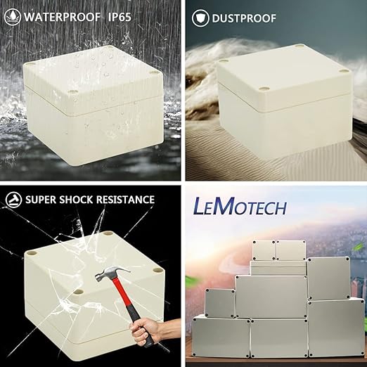 LeMotech Waterproof Dustproof IP65 ABS Plastic Junction Box Universal Electric Project Enclosure Pale Gray 3.3 x 3.2 x 2.2 inch (83 x 81 x 56 mm) - Image 7